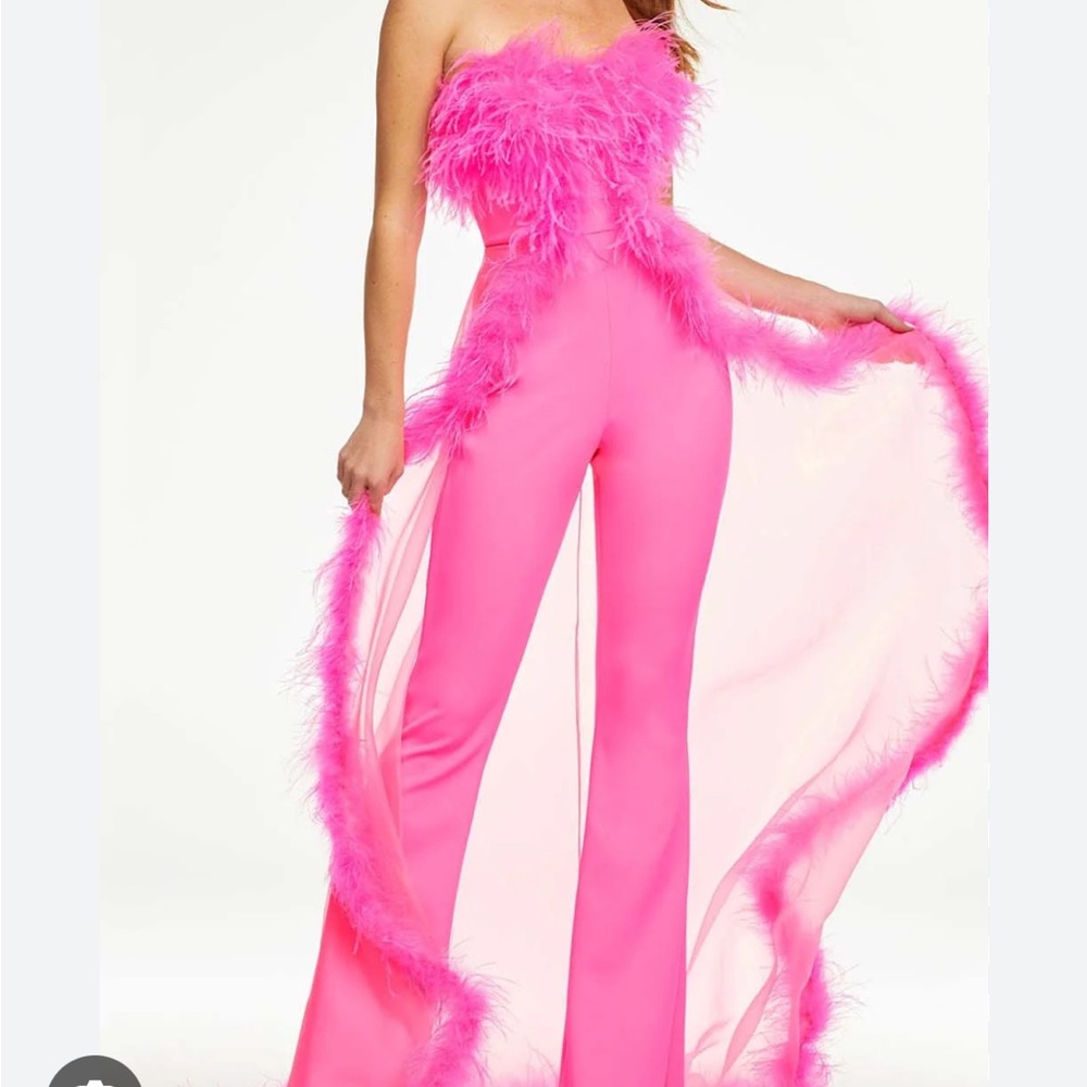 Vibrant Pink Feathered Jumpsuit